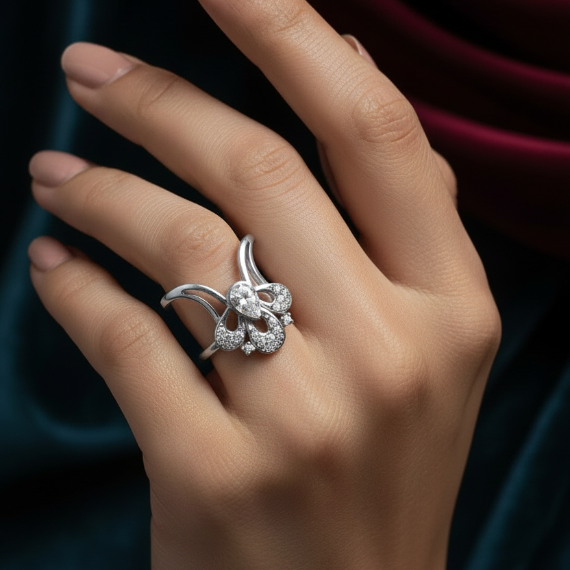 92.5 Silver Vanki Ring for Women Size 10 | Stylish Traditional Design | Elegant Jewellery