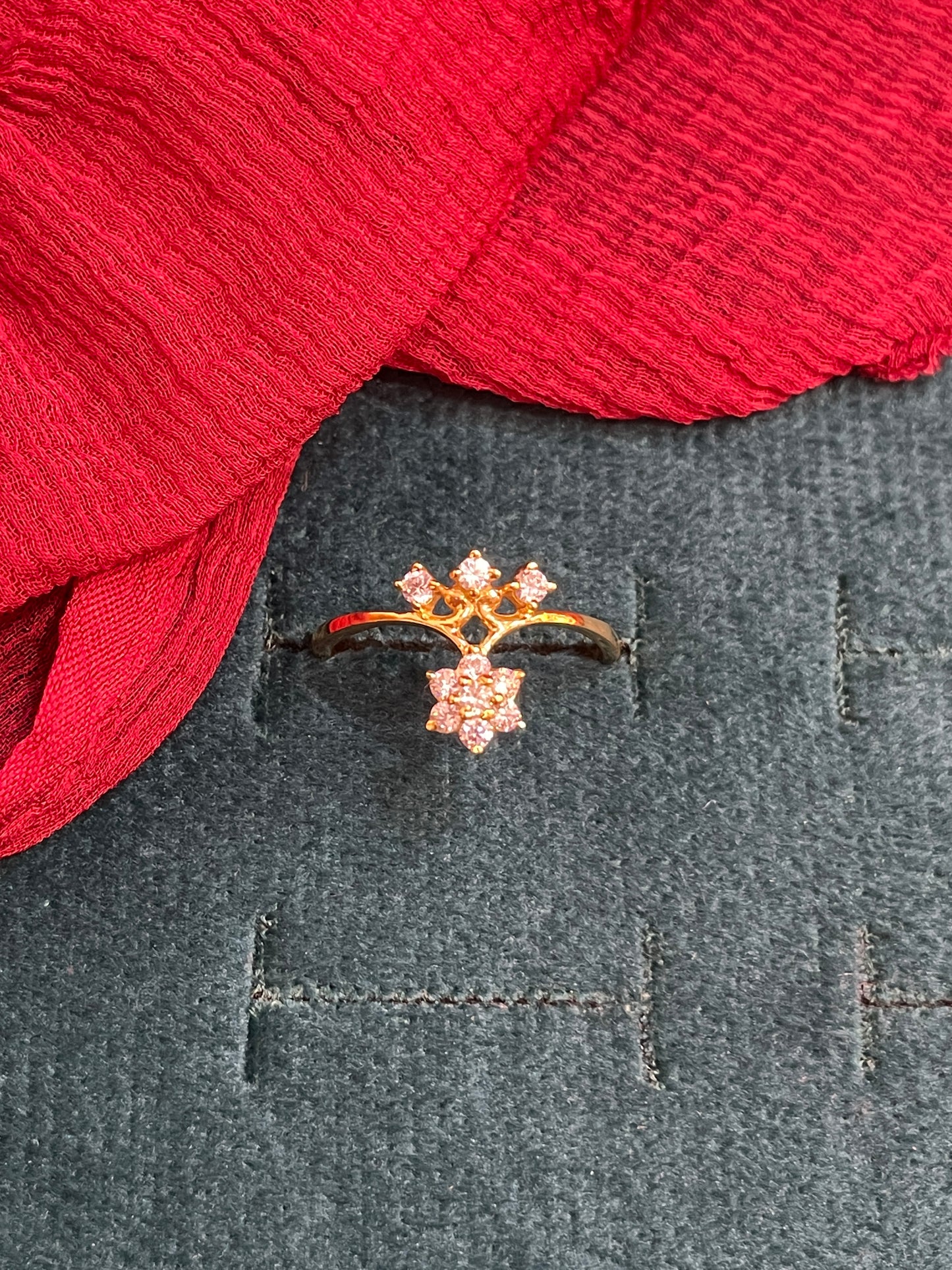 92.5 Silver Gold Plated Flower Ring for Women Size 13 | Stylish Floral Design | Elegant Jewellery