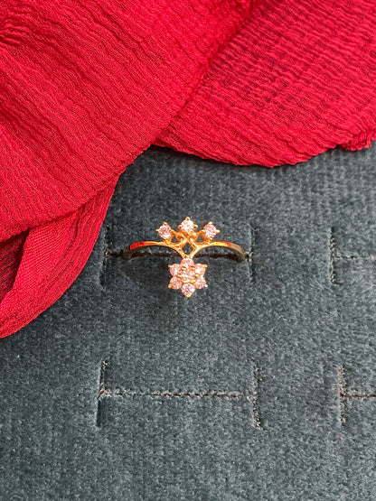 92.5 Silver Gold Plated Flower Ring for Women Size 13 | Stylish Floral Design | Elegant Jewellery