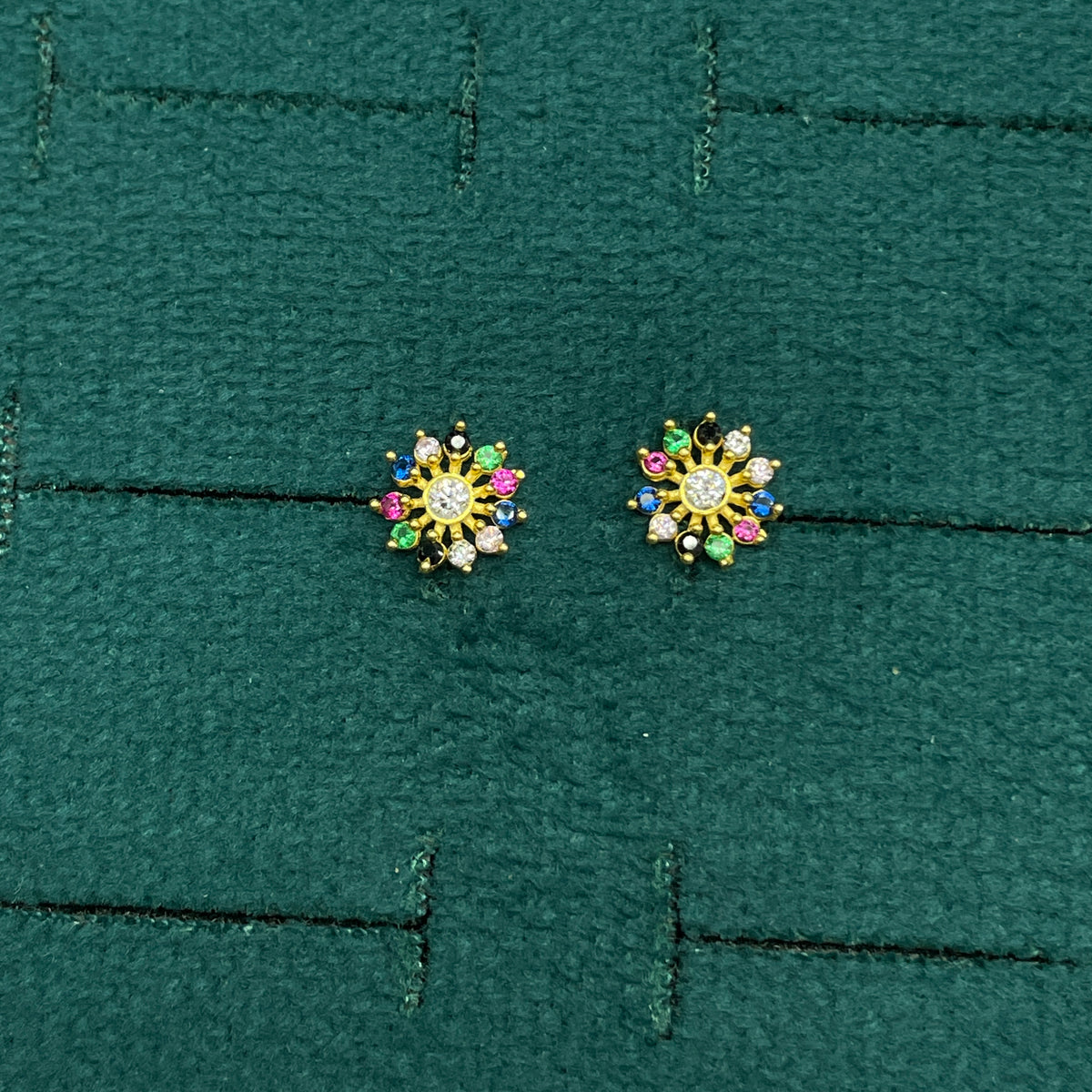 925 Silver Gold Plated multicolor studs pair