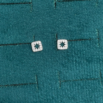 92.5 Silver Rhombus Shape Studs | Stylish Geometric Design | Jewellery pair