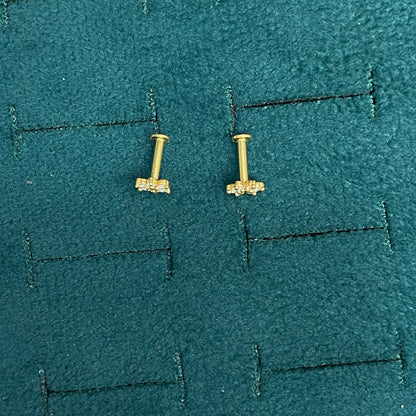 925 Silver Gold Plated 6 Petal Studs for Women | Floral Design pair