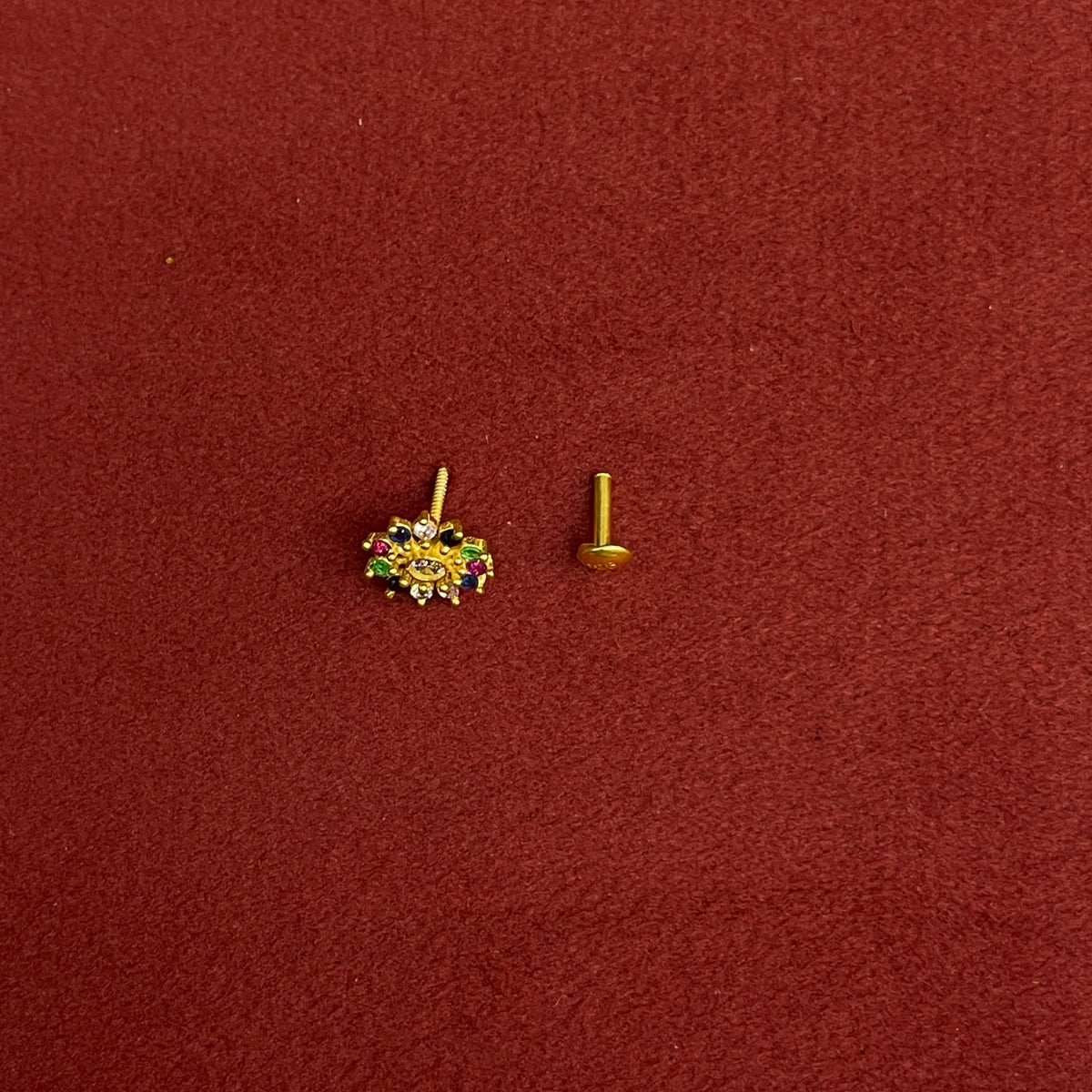 925 Silver Gold Plated multicolor studs pair