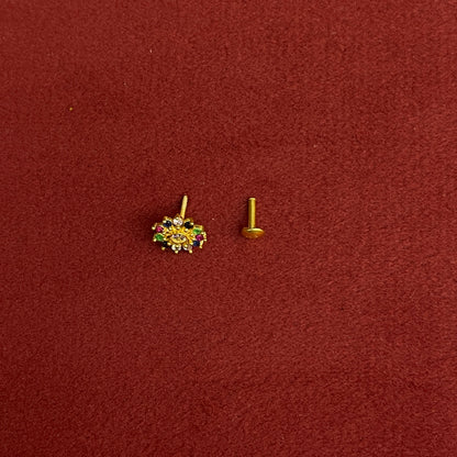 925 Silver Gold Plated multicolor studs pair
