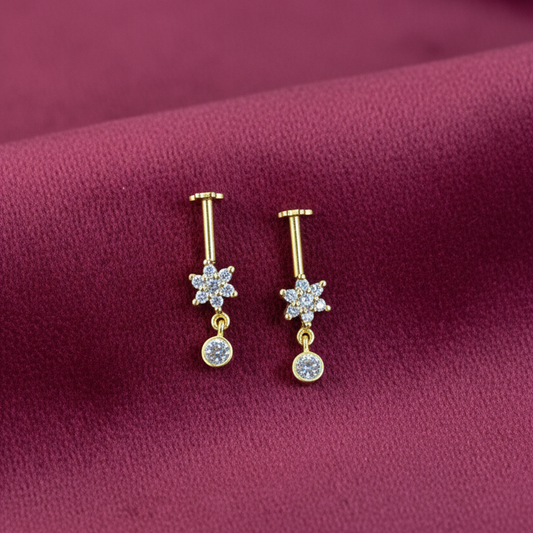 92.5 Silver Gold Plated Bugadi Pair | Stylish Traditional Design | Elegant Ear Jewellery