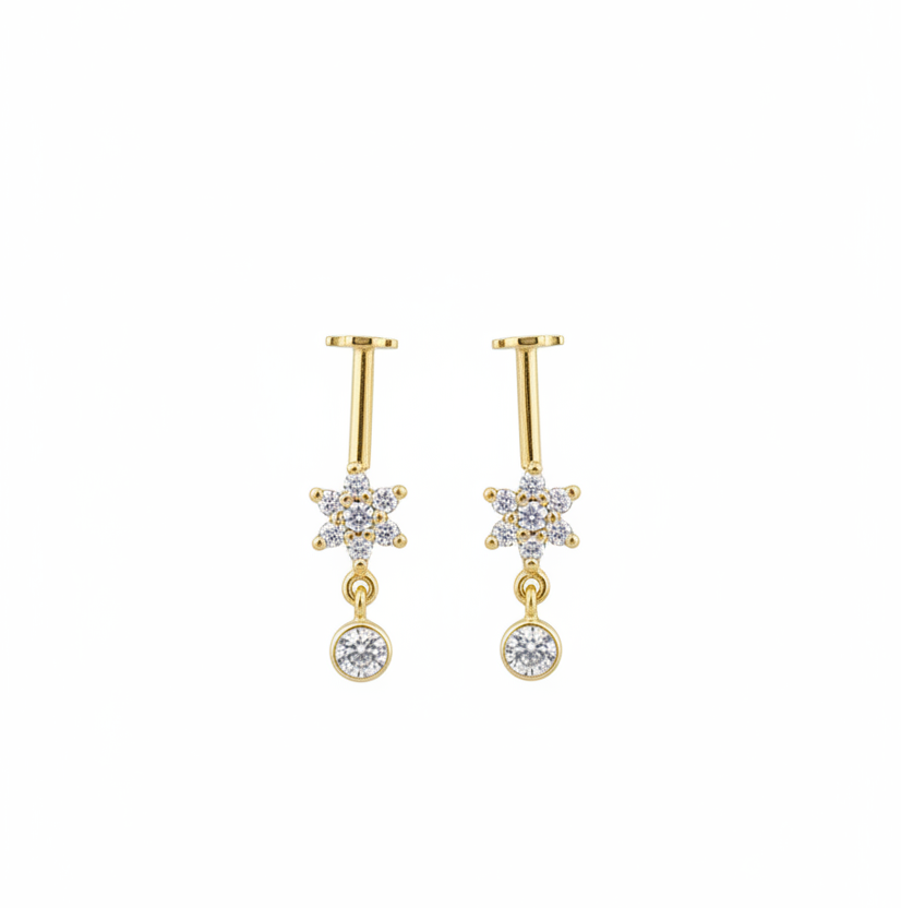 92.5 Silver Gold Plated Bugadi Pair | Stylish Traditional Design | Elegant Ear Jewellery