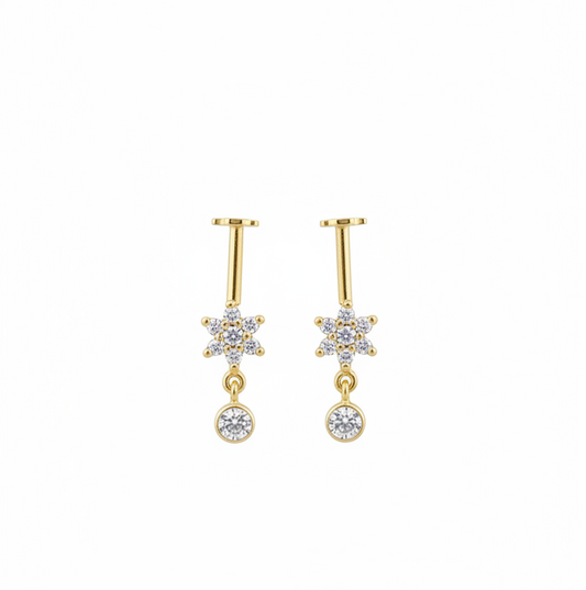 92.5 Silver Gold Plated Bugadi Pair | Stylish Traditional Design | Elegant Ear Jewellery