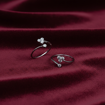 92.5 Sterling Silver Clover Toe Rings for Women | Lucky Charm Floral Design