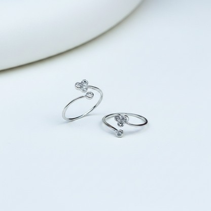 92.5 Sterling Silver Clover Toe Rings for Women | Lucky Charm Floral Design
