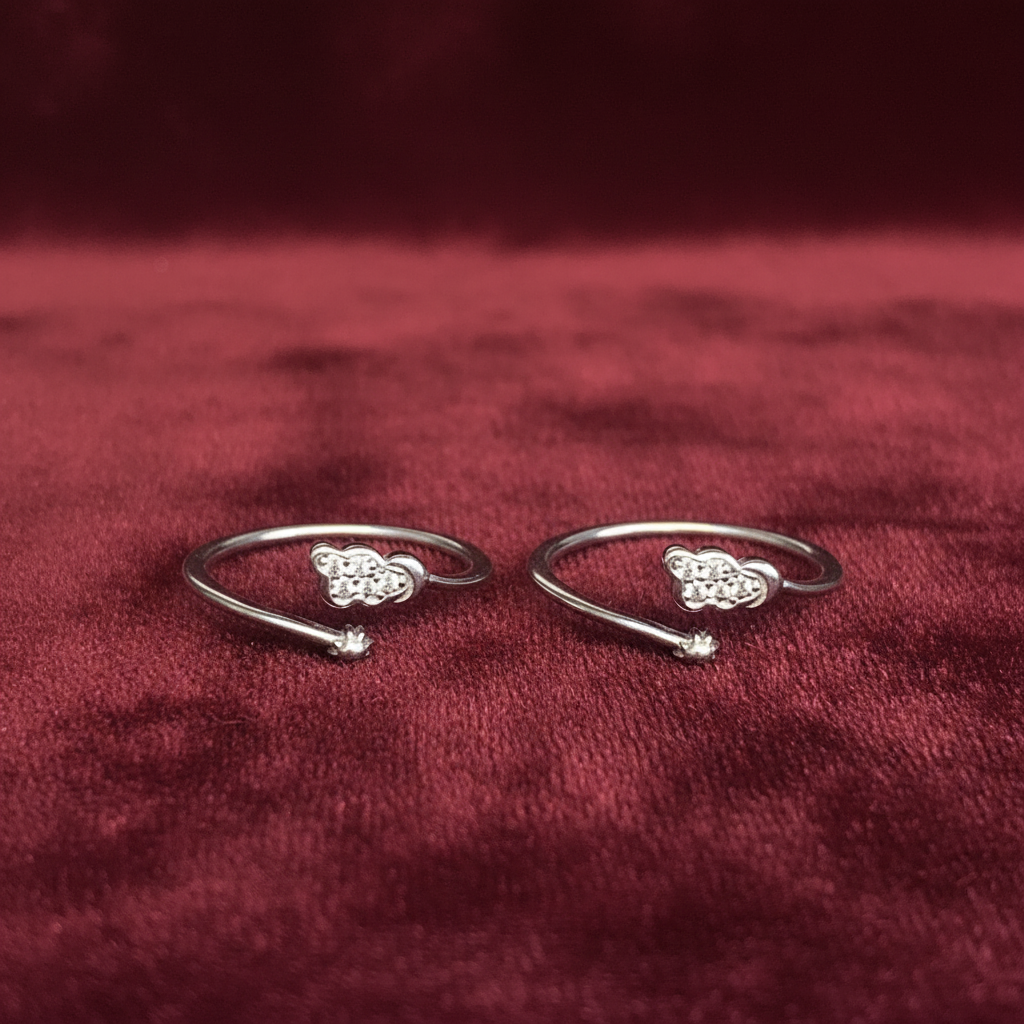 92.5 Sterling Silver Cloud Toe Rings for Women | Dreamy Minimal Design