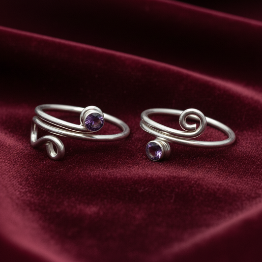 92.5 Silver Minimal Toe Rings for Women | Simple Elegant Design | Adjustable Jewellery
