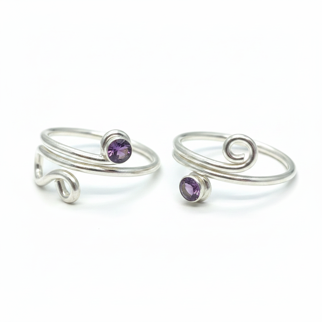 92.5 Silver Minimal Toe Rings for Women | Simple Elegant Design | Adjustable Jewellery