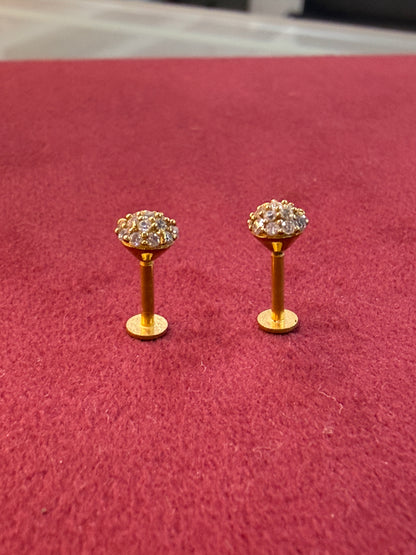 92.5 Silver Gold Plated 2-in-1 Stud & Bugadi Pair| Dual Wear Versatile Design | Jewellery