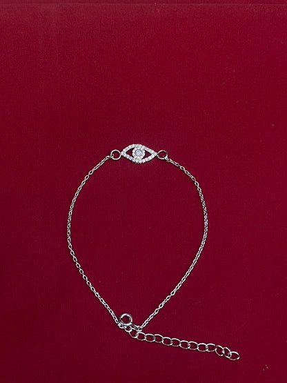 925 Sterling Silver Evil Eye Rakhi | CZ Stone Chain Rakhi for Raksha Bandhan