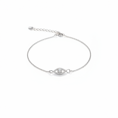 925 Sterling Silver Evil Eye Rakhi | CZ Stone Chain Rakhi for Raksha Bandhan
