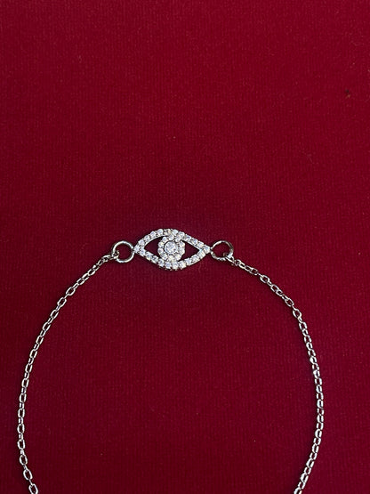 925 Sterling Silver Evil Eye Rakhi | CZ Stone Chain Rakhi for Raksha Bandhan