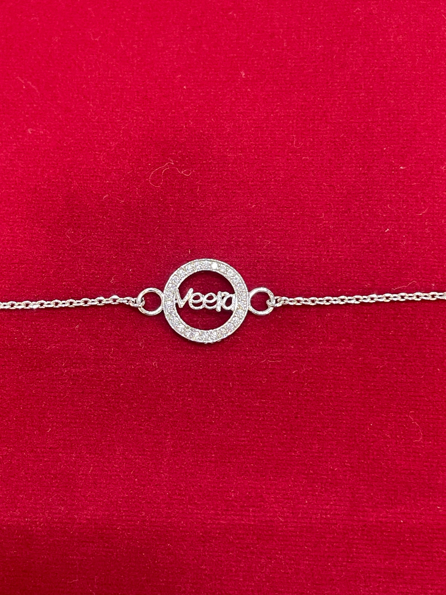 925 Sterling Silver Veera Rakhi | Stone-Studded Chain Rakhi for Raksha Bandhan