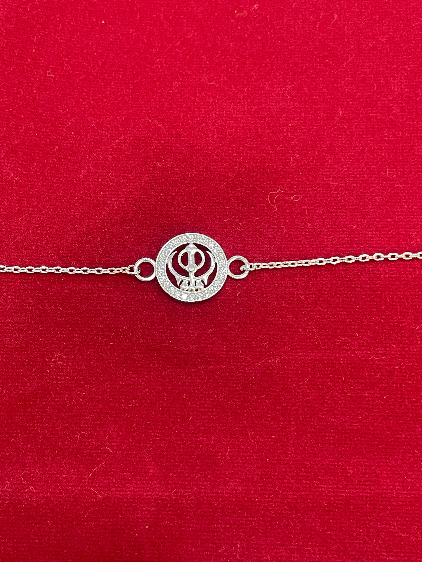 925 Sterling Silver Khanda Rakhi | Stone-Studded Chain Rakhi for Raksha Bandhan