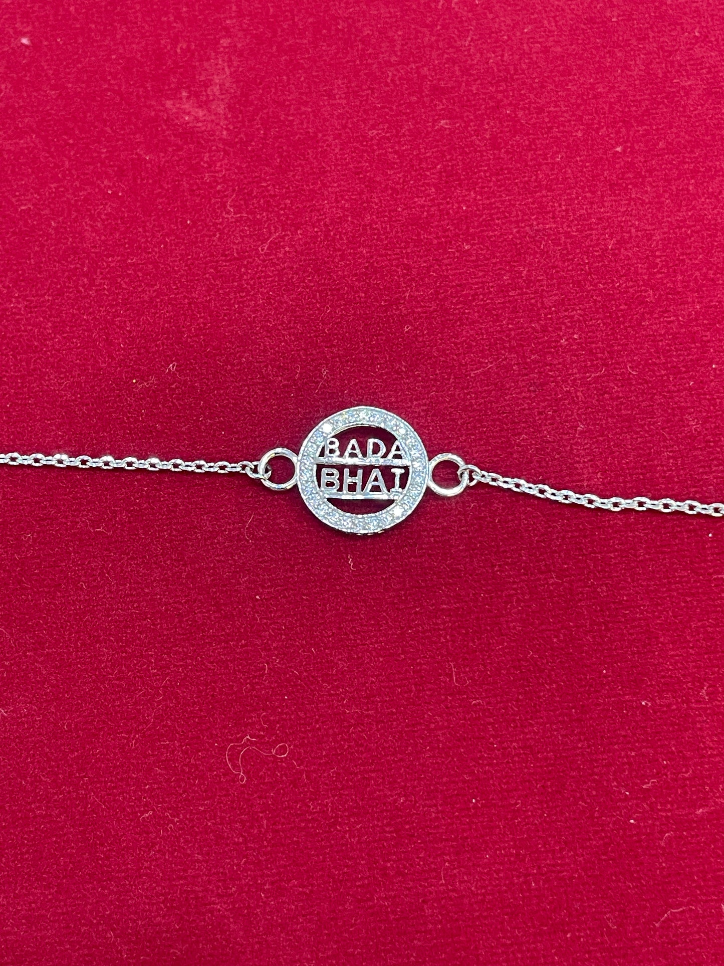 925 Sterling Silver Bada Bhai Rakhi | Stone-Studded Chain Rakhi for Raksha Bandhan