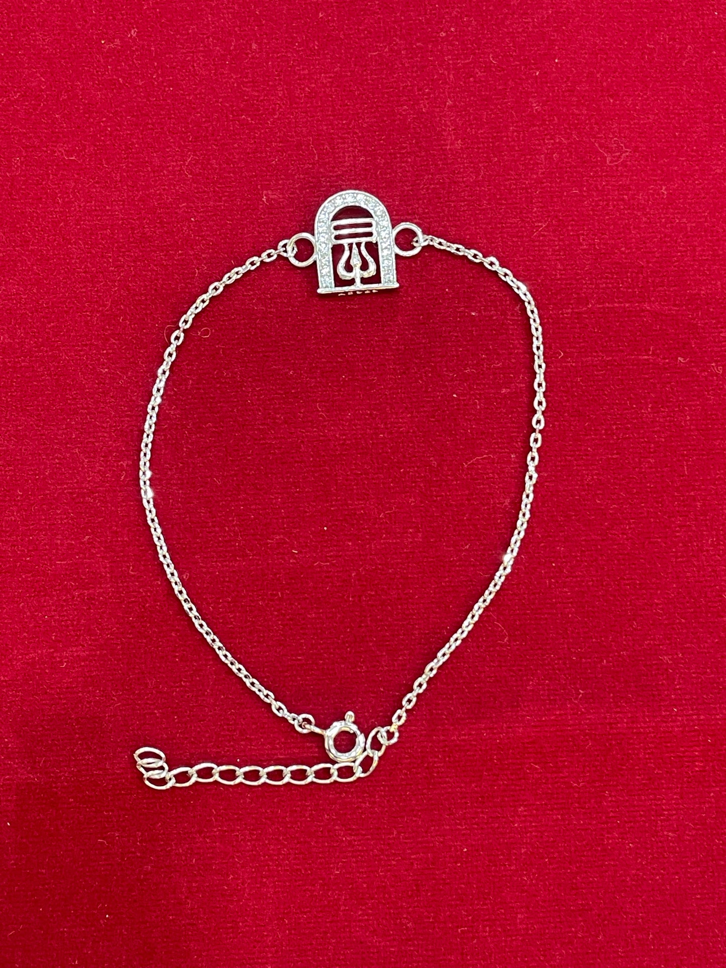 925 Sterling Silver Shivling Rakhi | CZ Stone Chain Rakhi for Raksha Bandhan