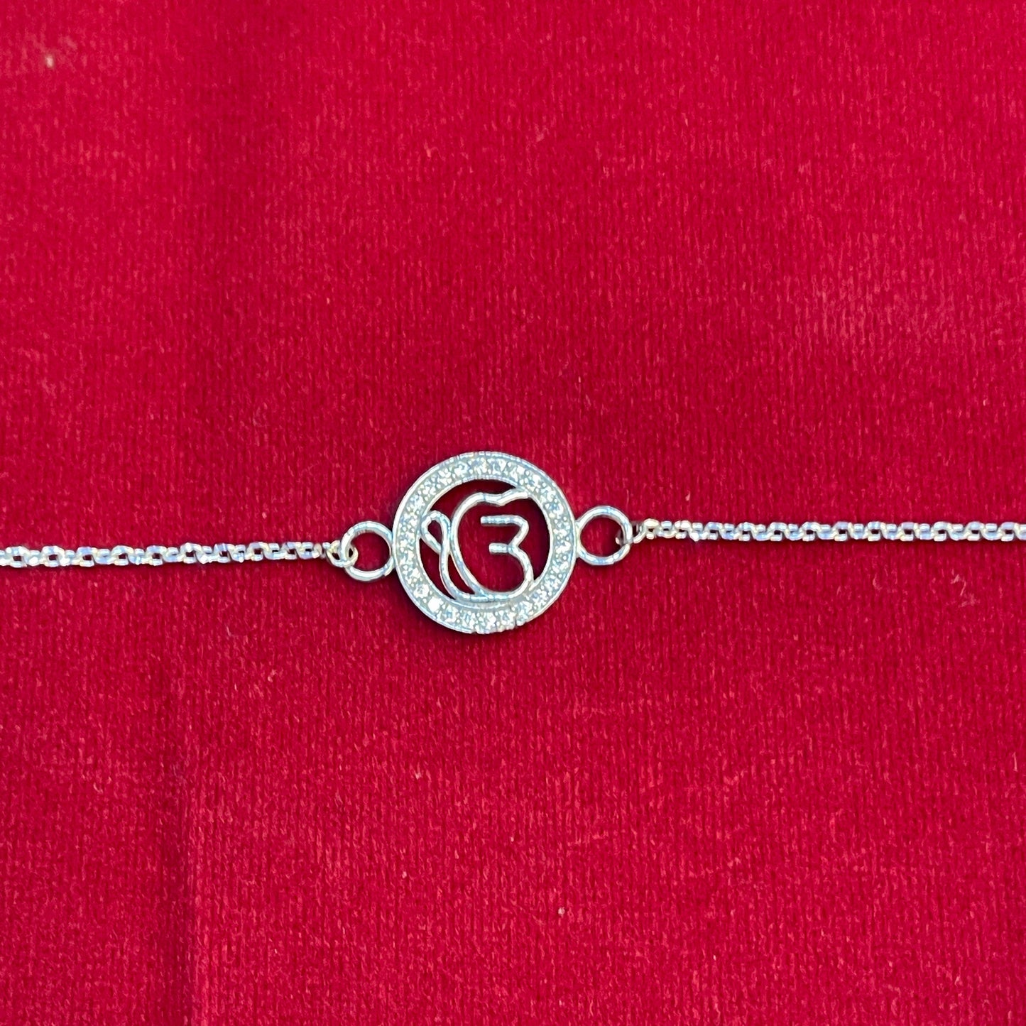 925 Sterling Silver Ik Onkar Rakhi | Stone-Studded Chain Rakhi for Raksha Bandhan