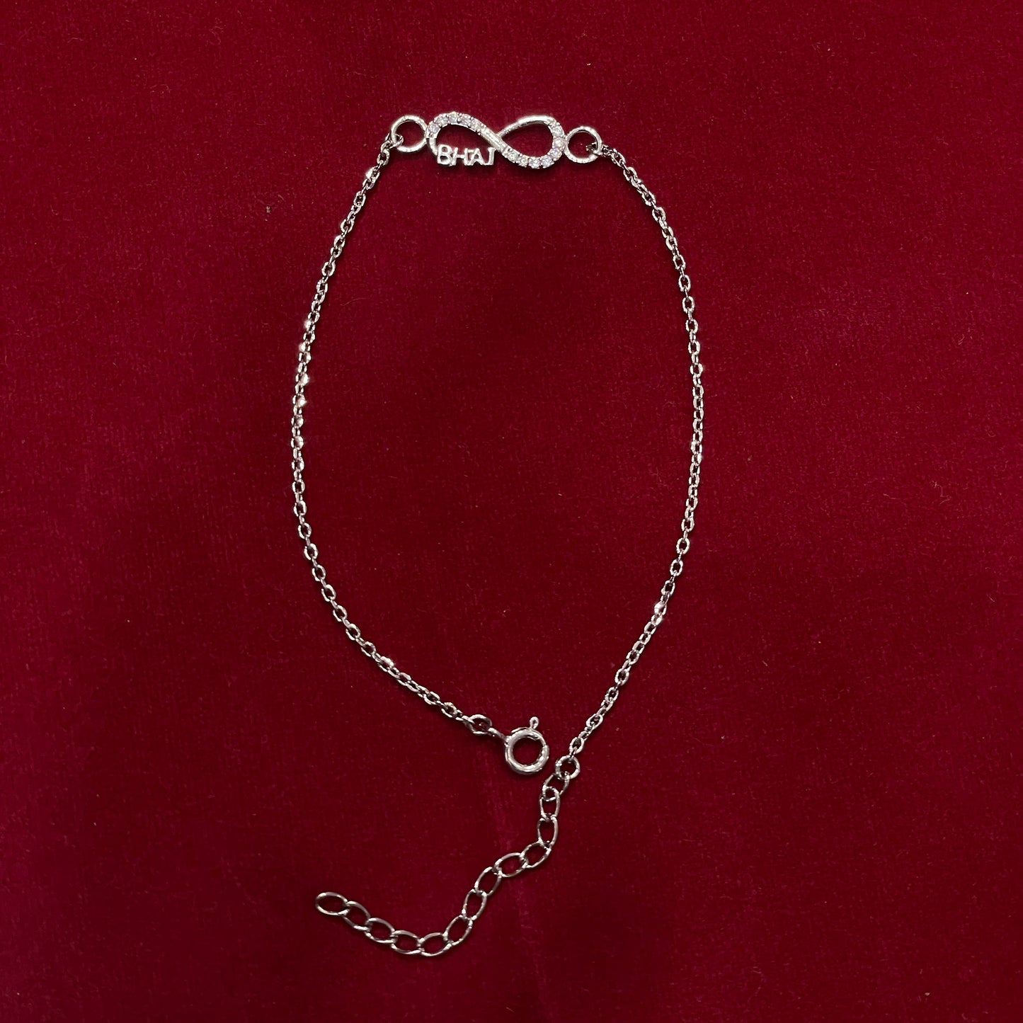 925 Sterling Silver Bhai Infinity Rakhi | CZ Stone Chain Rakhi for Raksha Bandhan