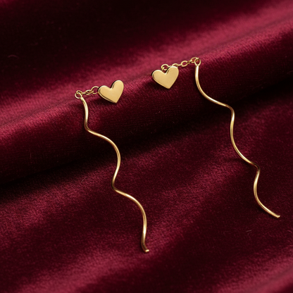 925 Silver Gold Plated Heart Spiral Dangler Earrings for Women | Romantic Swirl Design