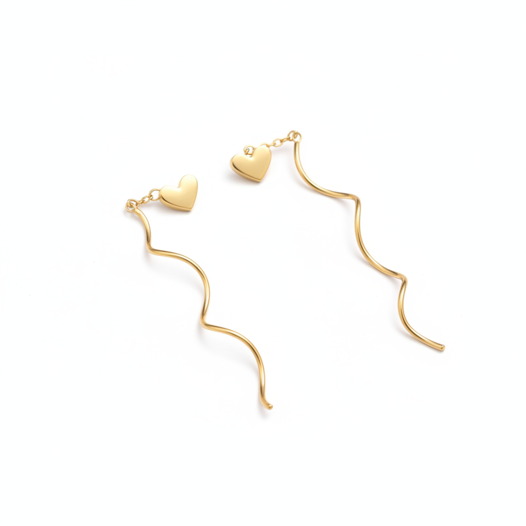 925 Silver Gold Plated Heart Spiral Dangler Earrings for Women | Romantic Swirl Design