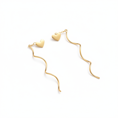 925 Silver Gold Plated Heart Spiral Dangler Earrings for Women | Romantic Swirl Design