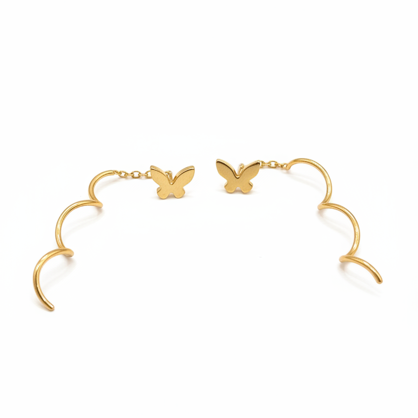 925 Sterling Silver Gold Plated Butterfly Spiral Earrings for Women | Whimsical Nature Design