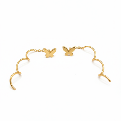 925 Sterling Silver Gold Plated Butterfly Spiral Earrings for Women | Whimsical Nature Design
