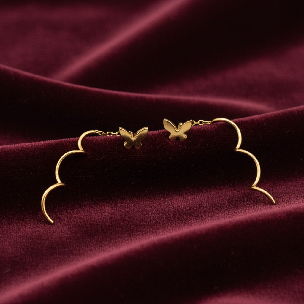 925 Sterling Silver Gold Plated Butterfly Spiral Earrings for Women | Whimsical Nature Design