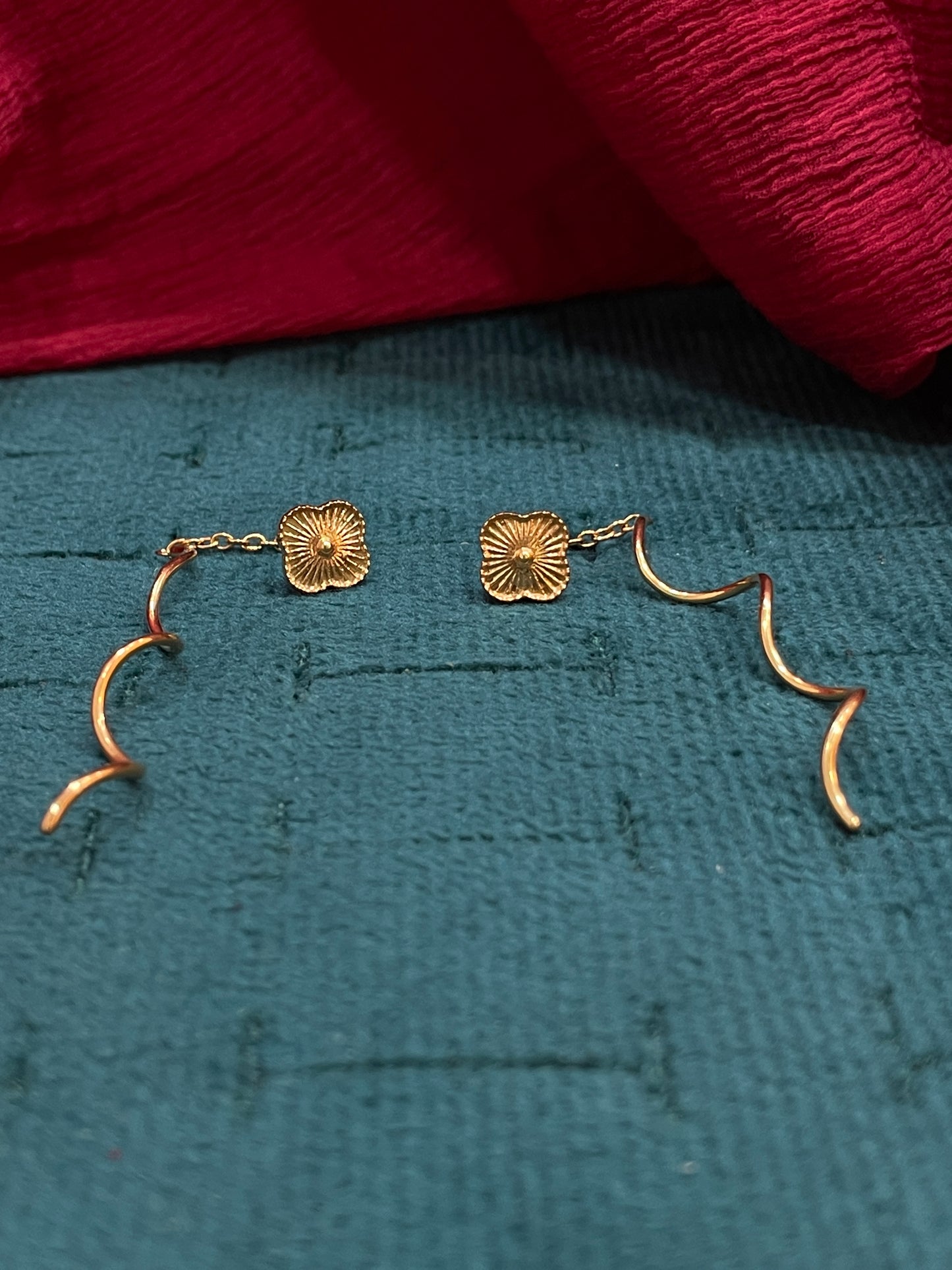 925 Silver Gold Plated Clover Spiral Earrings for Women | Elegant Floral Design