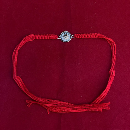 925 Sterling Silver Star Rakhi | Red Thread Rakhi for Raksha Bandhan