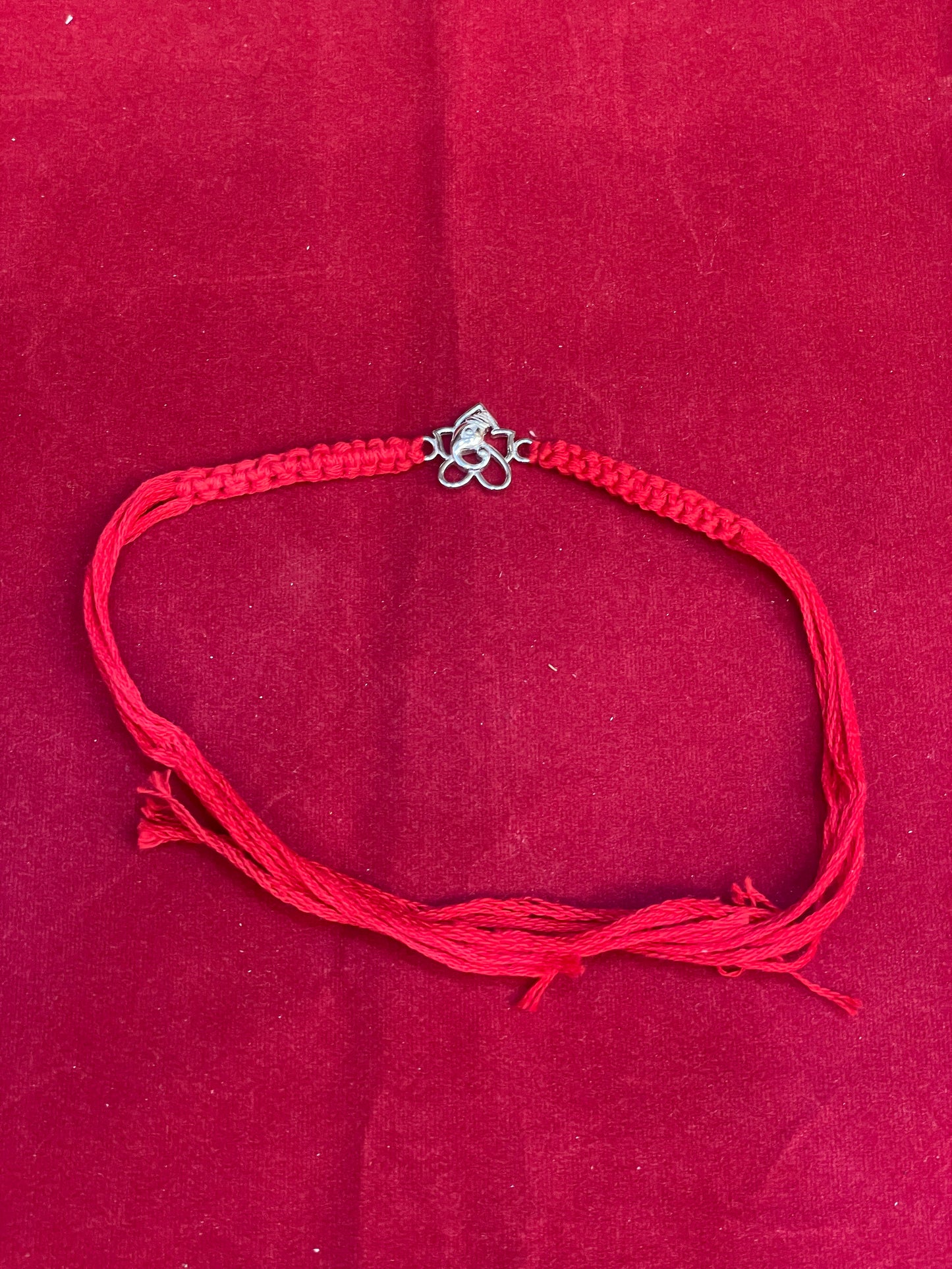 925 Sterling Silver Ganesha Rakhi | Red Thread Rakhi for Raksha Bandhan