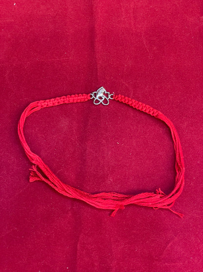 925 Sterling Silver Ganesha Rakhi | Red Thread Rakhi for Raksha Bandhan