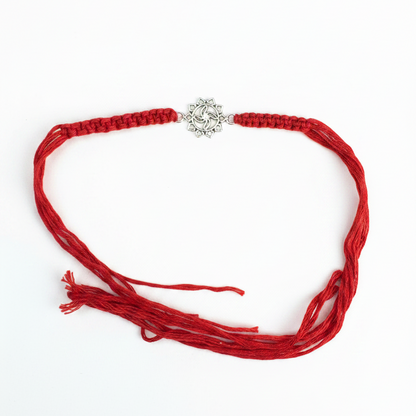 925 Sterling Silver Floral Mandala Rakhi | Red Thread Rakhi for Raksha Bandhan