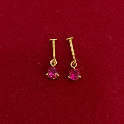 925 Silver Gold Plated Ruby Dangler Bugadi Pair