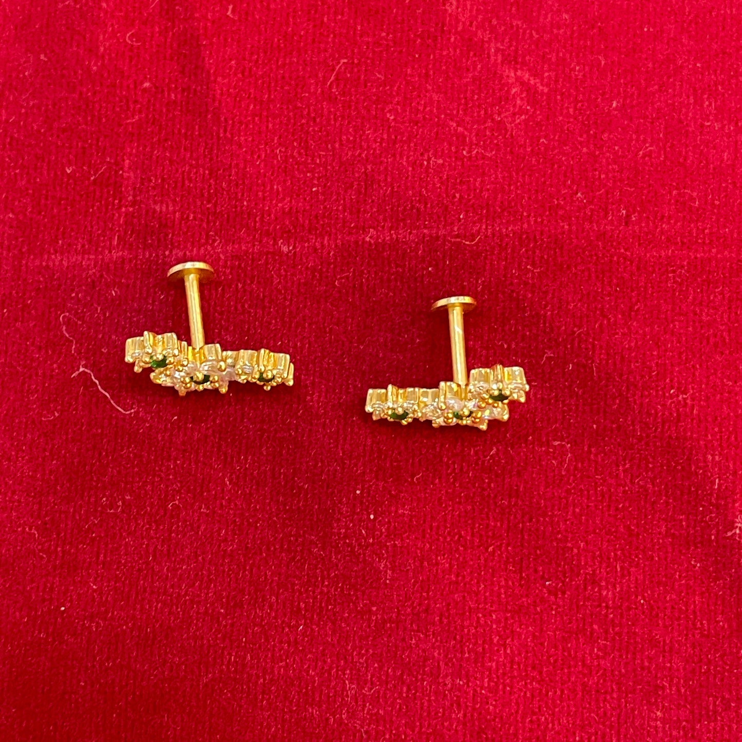 925 Sterling Silver Gold Plated Tri Floral Stud Earrings for Women | Floral Design