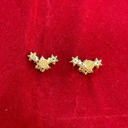 925 Sterling Silver Gold Plated Tri Floral Stud Earrings for Women | Floral Design