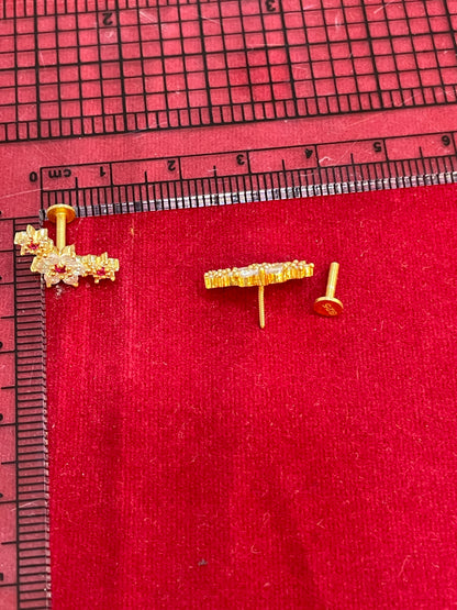 925 Sterling Silver Gold Plated Trifloral Studs for Women | Floral Stud Earrings