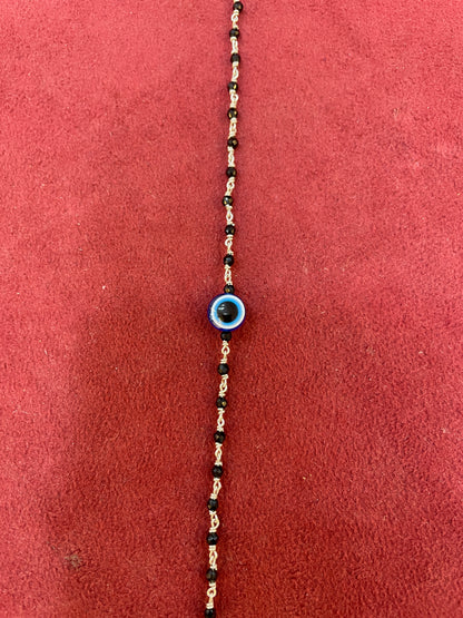 92.5 Silver Black Beads Anklet (Single Piece) | Stylish Traditional Design | Jewellery