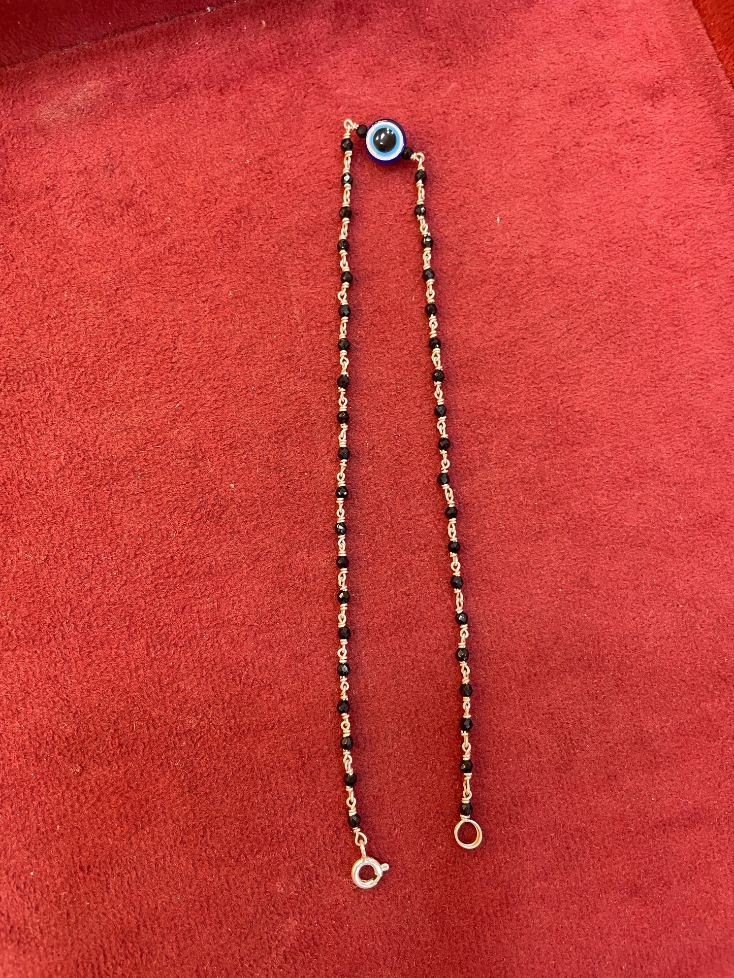 92.5 Silver Black Beads Anklet (Single Piece) | Stylish Traditional Design | Jewellery