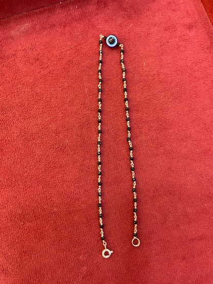 92.5 Silver Black Beads Anklet (Single Piece) | Stylish Traditional Design | Jewellery