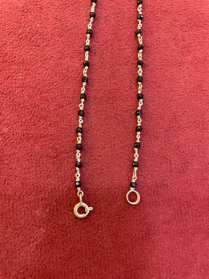 92.5 Silver Black Beads Anklet (Single Piece) | Stylish Traditional Design | Jewellery