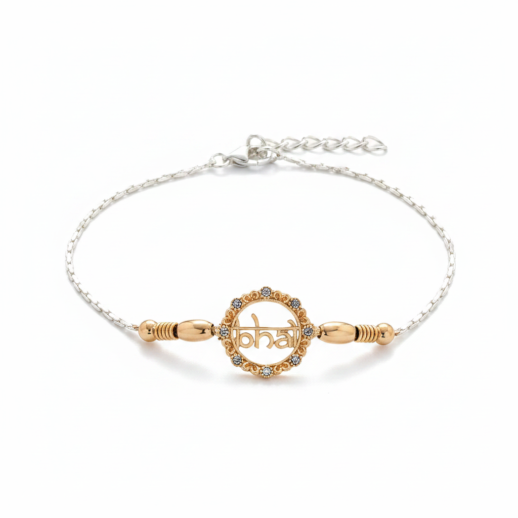 925 Silver Rosegold Rakhi