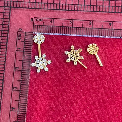 Gold Plated CZ Bugadi Pair for Women | Helix Cartilage Earrings