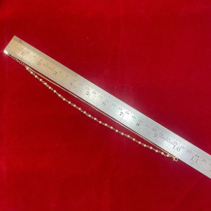 925 Silver Rose Gold Double Layer Pearl & CZ Anklet Pair
