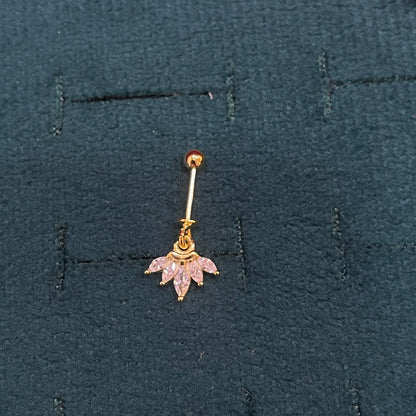 92.5 Silver Gold Plated Five Leaf Hanging Bugadi- Pair