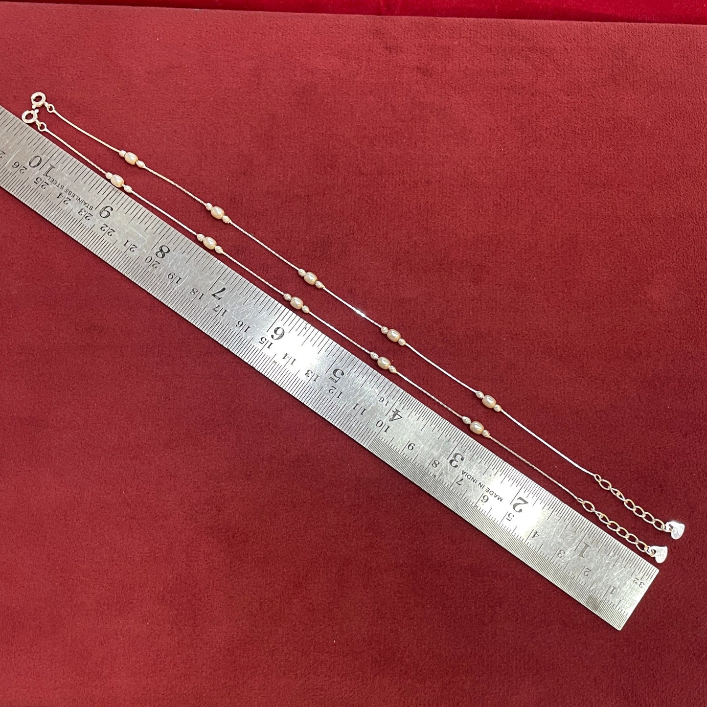 92.5 Sterling Silver Anklet for Women - Pair